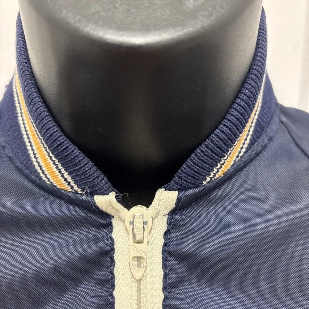 Lightweight Mock Collar Varsity Navy Full Zip Talon Zipper Vintage